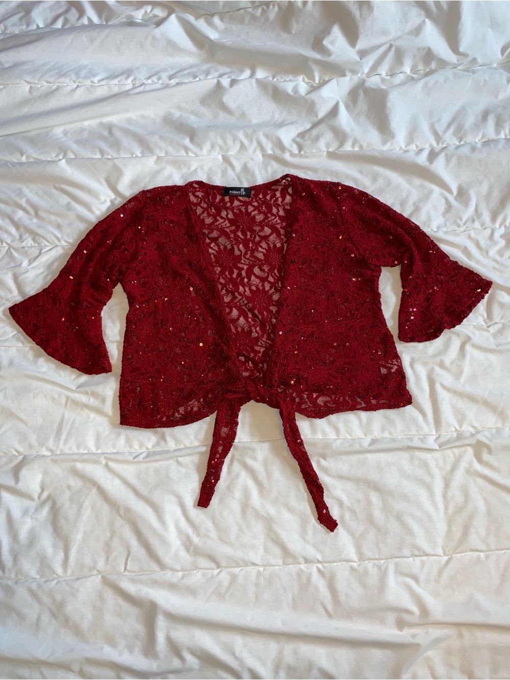 Red Sparkly Wrap Top